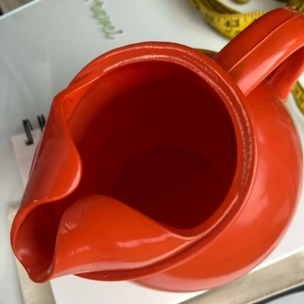 Cool Orange Glass Pitcher Vase Planter Storage MCM CottageCore - Picture 2 of 13